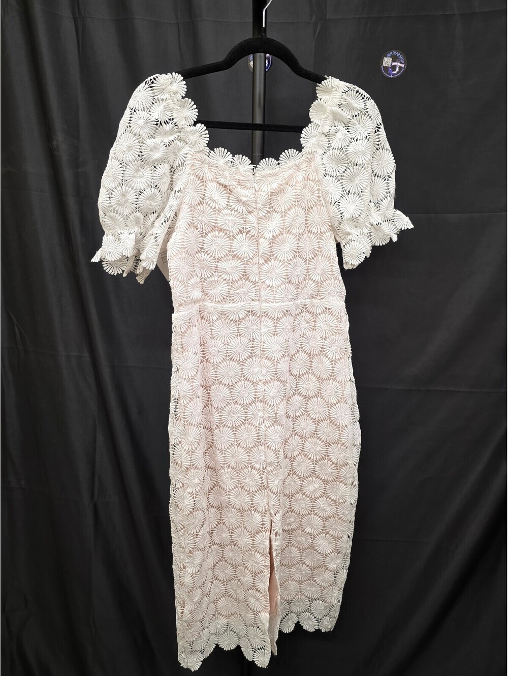 Women’s Lace Off‑Shoulder Bodycon Midi Evening Dress White  M